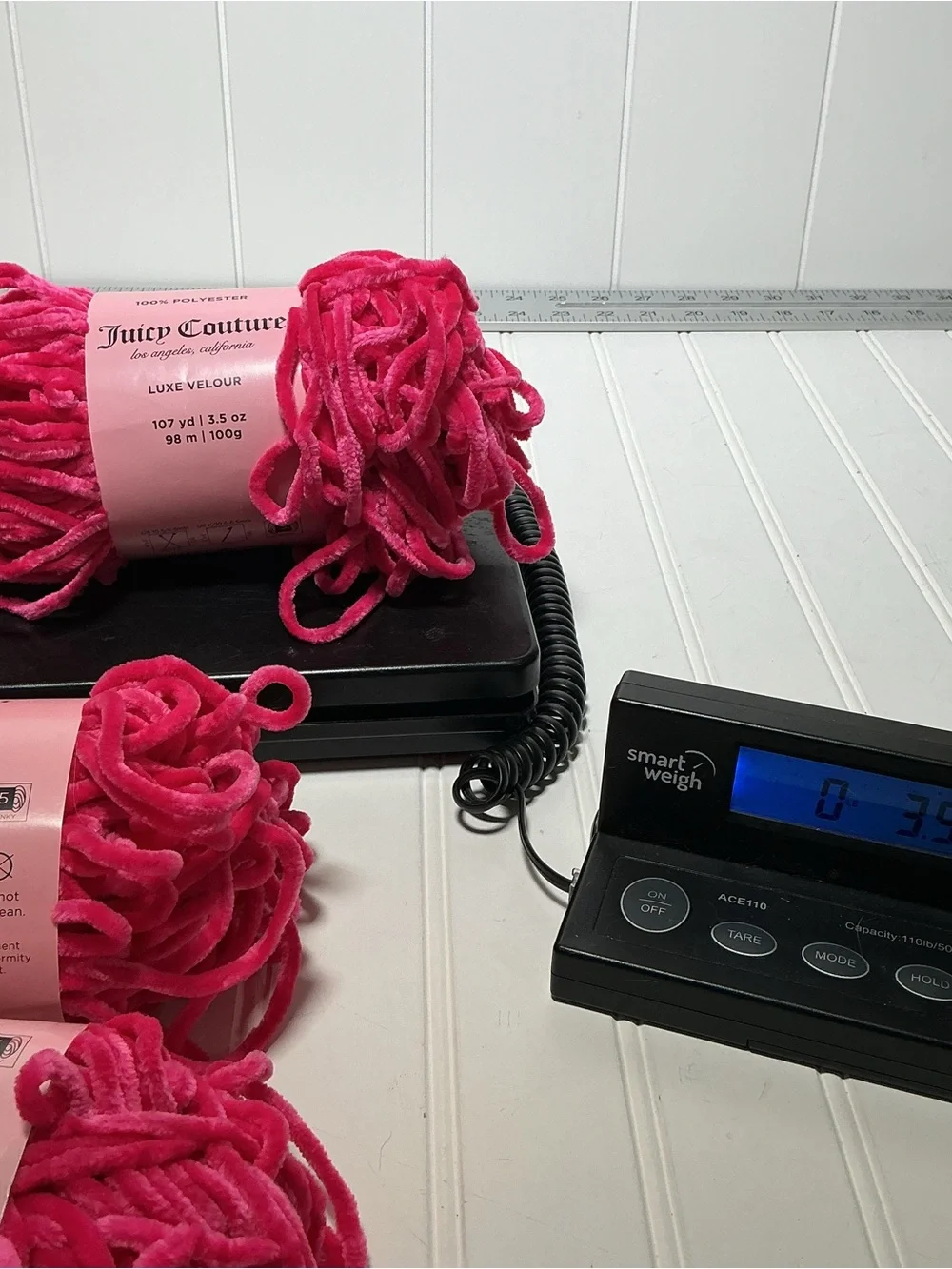 Lot of 3-  Juicy Couture Luxe Velour Yarn Free Love Size 5- Chunky Full Skeins
